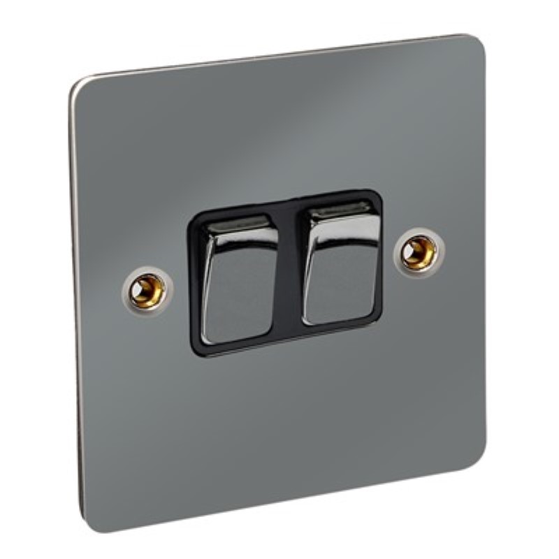 Flat Plate 10Amp 2 Gang 2 Way Switch *Black Nickel ** - Click Image to Close
